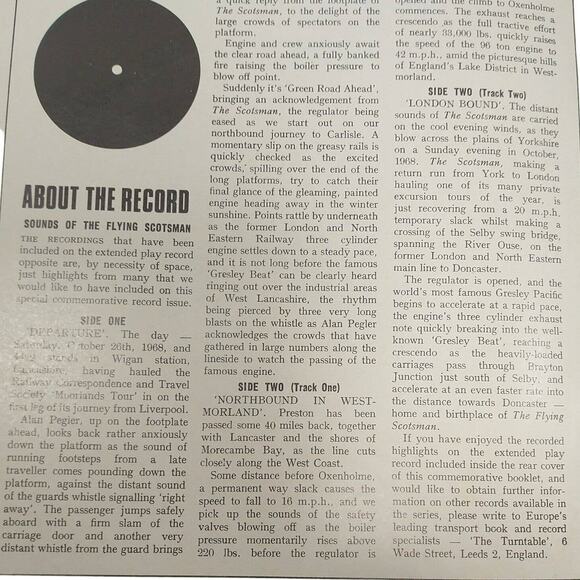 Flying Scotsman History of Famous Engine in Words Pictures & Sounds with Vinyl - Picture 7 of 9